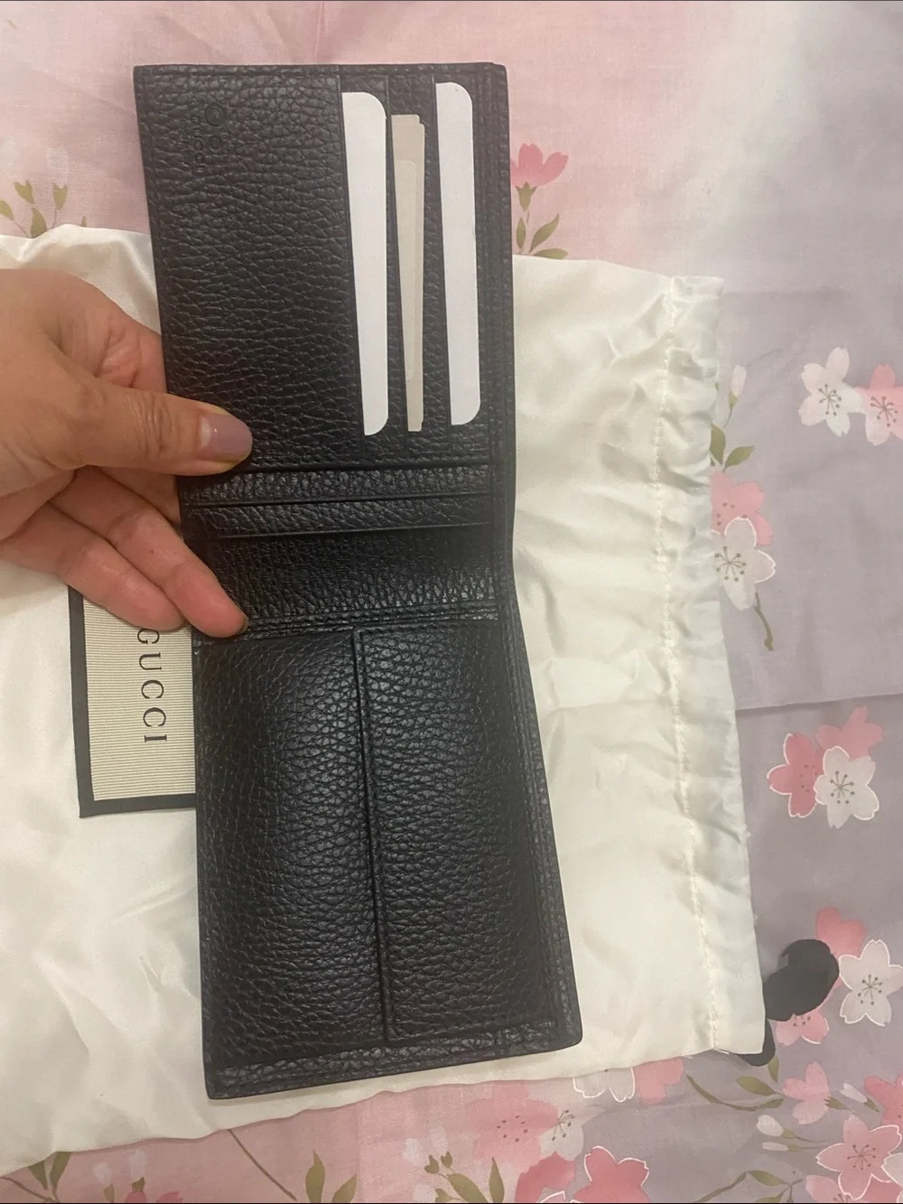 Gucci Black Textured Leather Card & Key Wallet